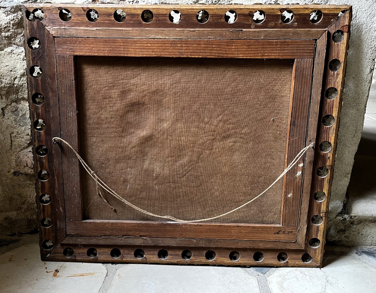 Fleurs et coquillage, tableau encadré, huile sur toile, début 20ème siècle-photo-2