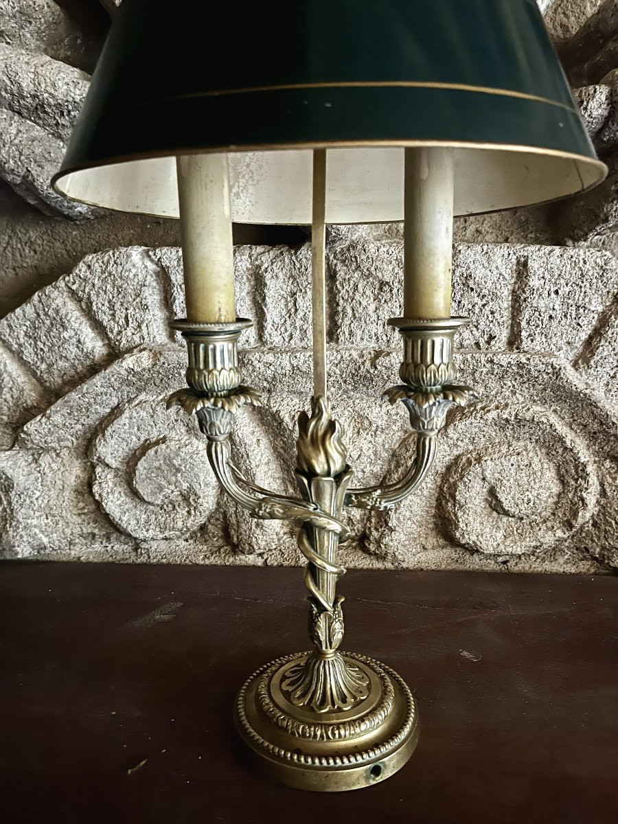 Lampe bouillotte en bronze, style Louis XVI, milieu 20ème siècle-photo-3