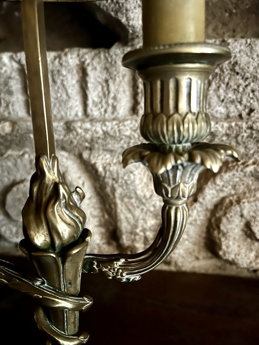 Lampe bouillotte en bronze, style Louis XVI, milieu 20ème siècle-photo-4