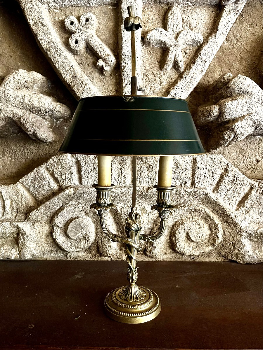 Lampe bouillotte en bronze, style Louis XVI, milieu 20ème siècle