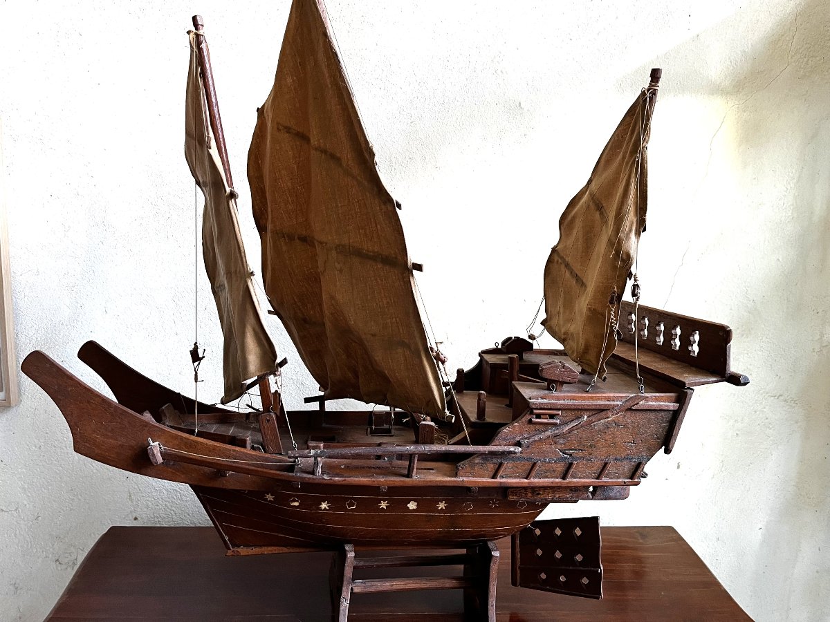 Model Of A Chinese Junk, Hong Kong, Late 19th Or Early 20th Century-photo-4