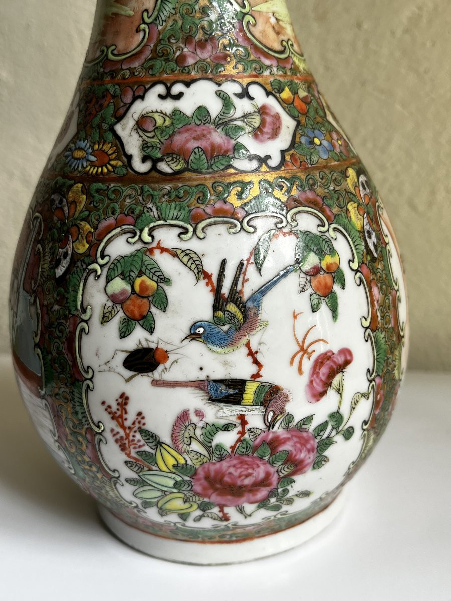 Vase porcelaine de Chine Canton, 19ème siècle-photo-2