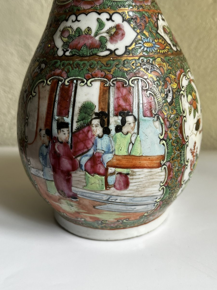 Vase porcelaine de Chine Canton, 19ème siècle-photo-3