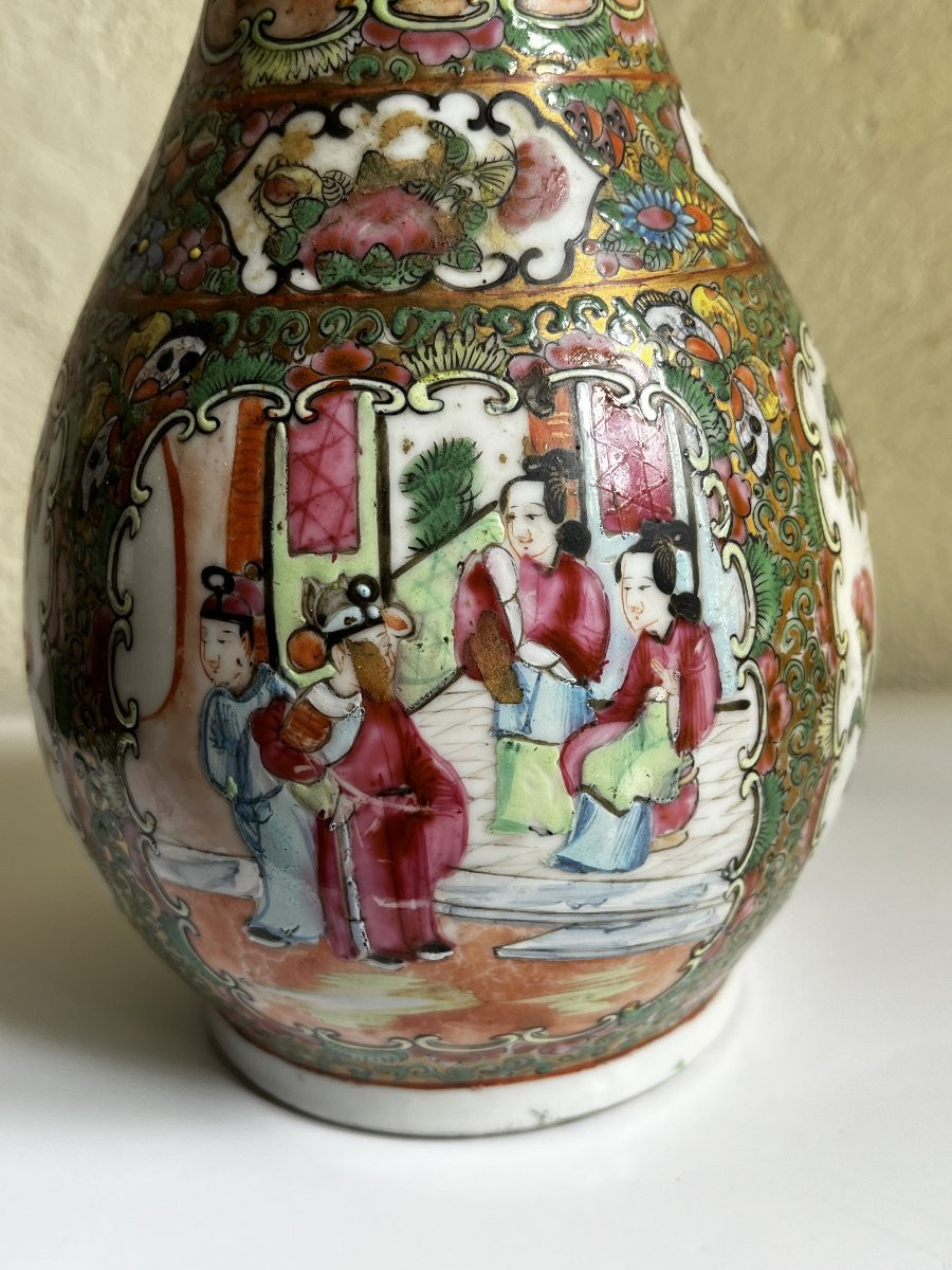Vase porcelaine de Chine Canton, 19ème siècle-photo-4