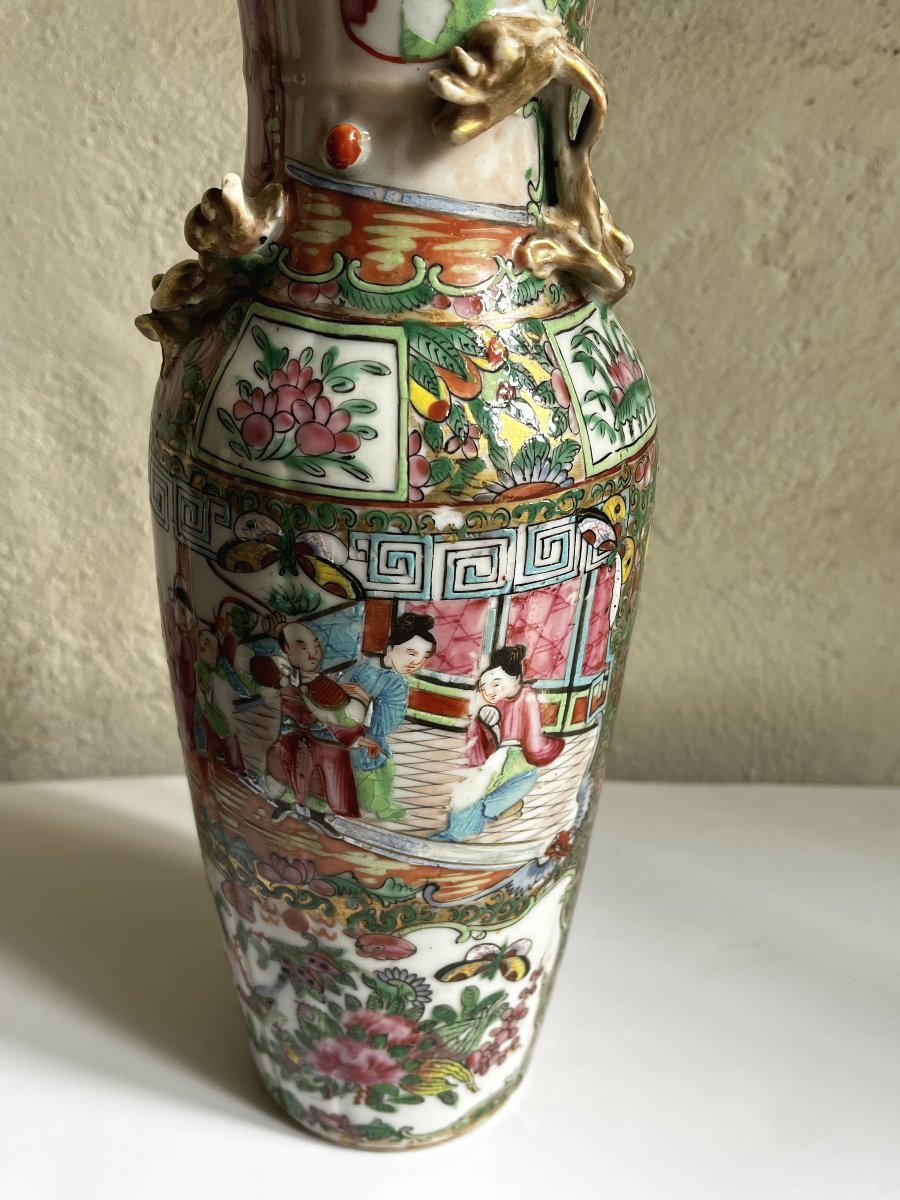 Vase porcelaine de Chine, Canton, 19ème siècle-photo-3