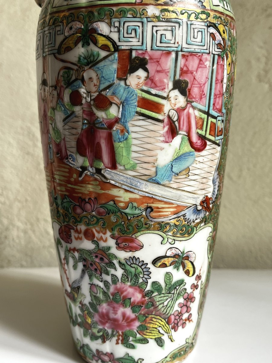 Vase porcelaine de Chine, Canton, 19ème siècle-photo-4
