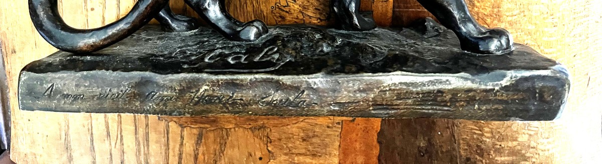 Panthère bronze signée Hippolyte GALY, et dédicacée par l'artiste.-photo-4