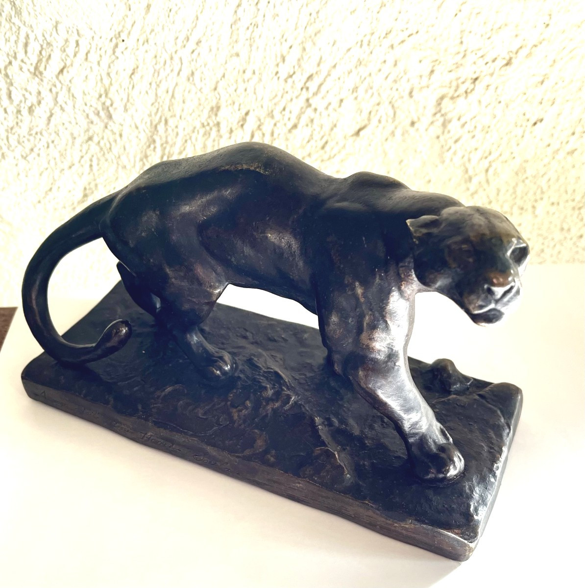 Bronze Panther Signed Hippolyte Galy, And Dedicated By The Artist.