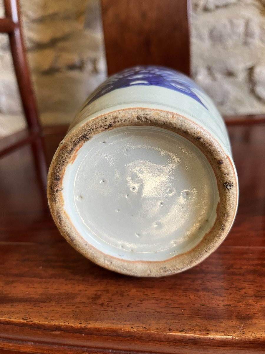 Chinese Porcelain Vase, Blue Decoration On A Celadon Ground, 19th Century-photo-2