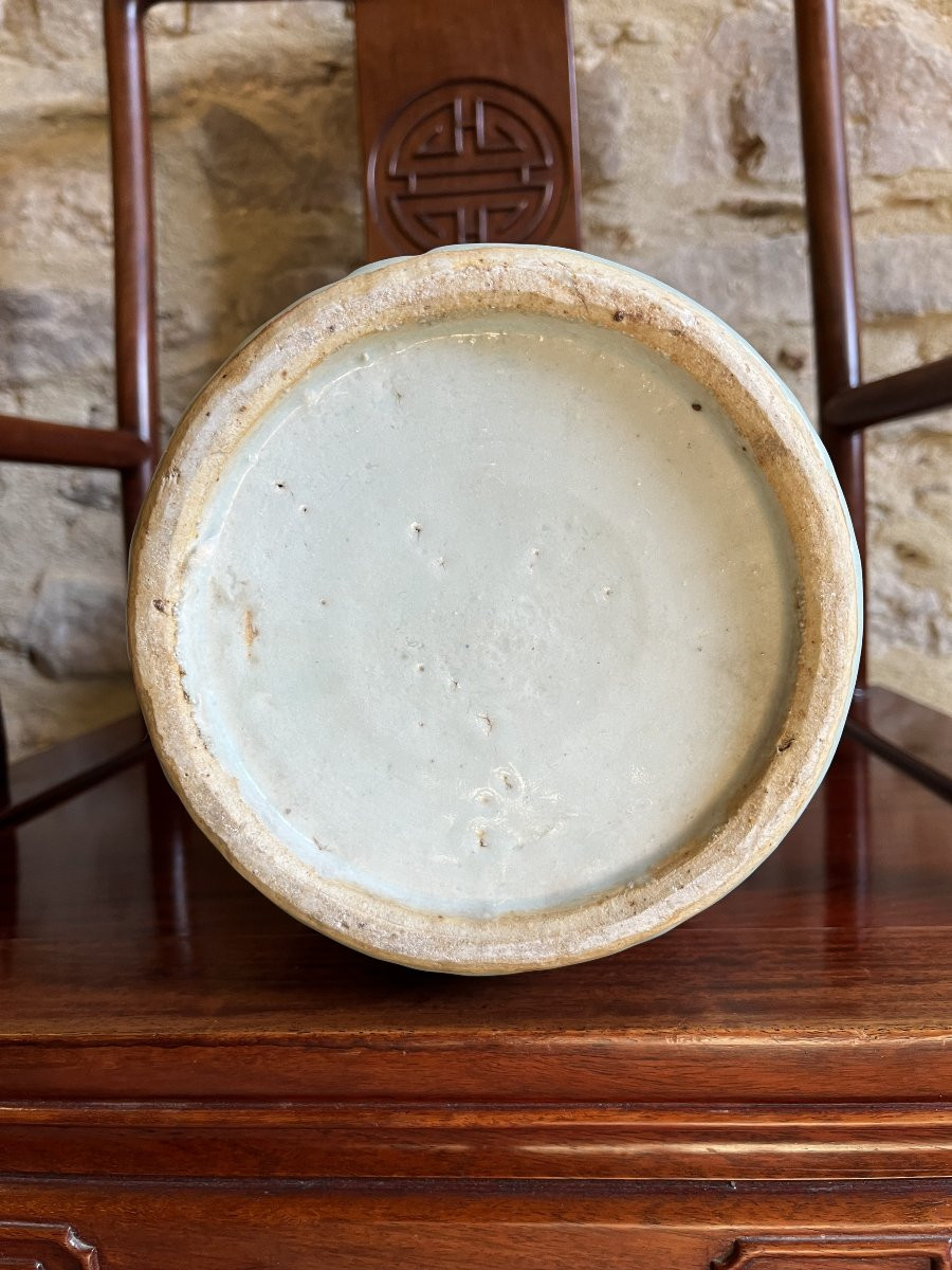 19th Century Chinese Vase, Blue On Celadon Background, 45 Cm Tall, In Perfect Condition.-photo-1