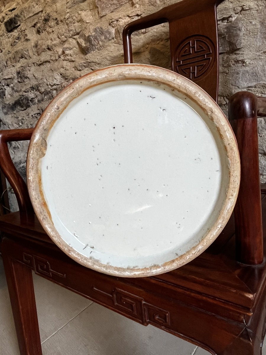 Vase chinois, porcelaine à décor bleu sur fond céladon, de 60 cm.,19ème siècle.-photo-1