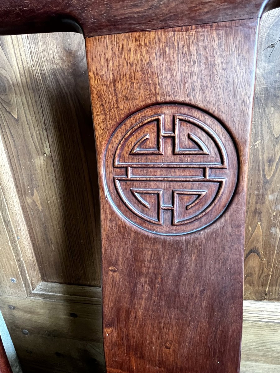 Fauteuil chinois fin19ème, début 20ème siècle, en hua-li (bois de fer), sculpté. -photo-2