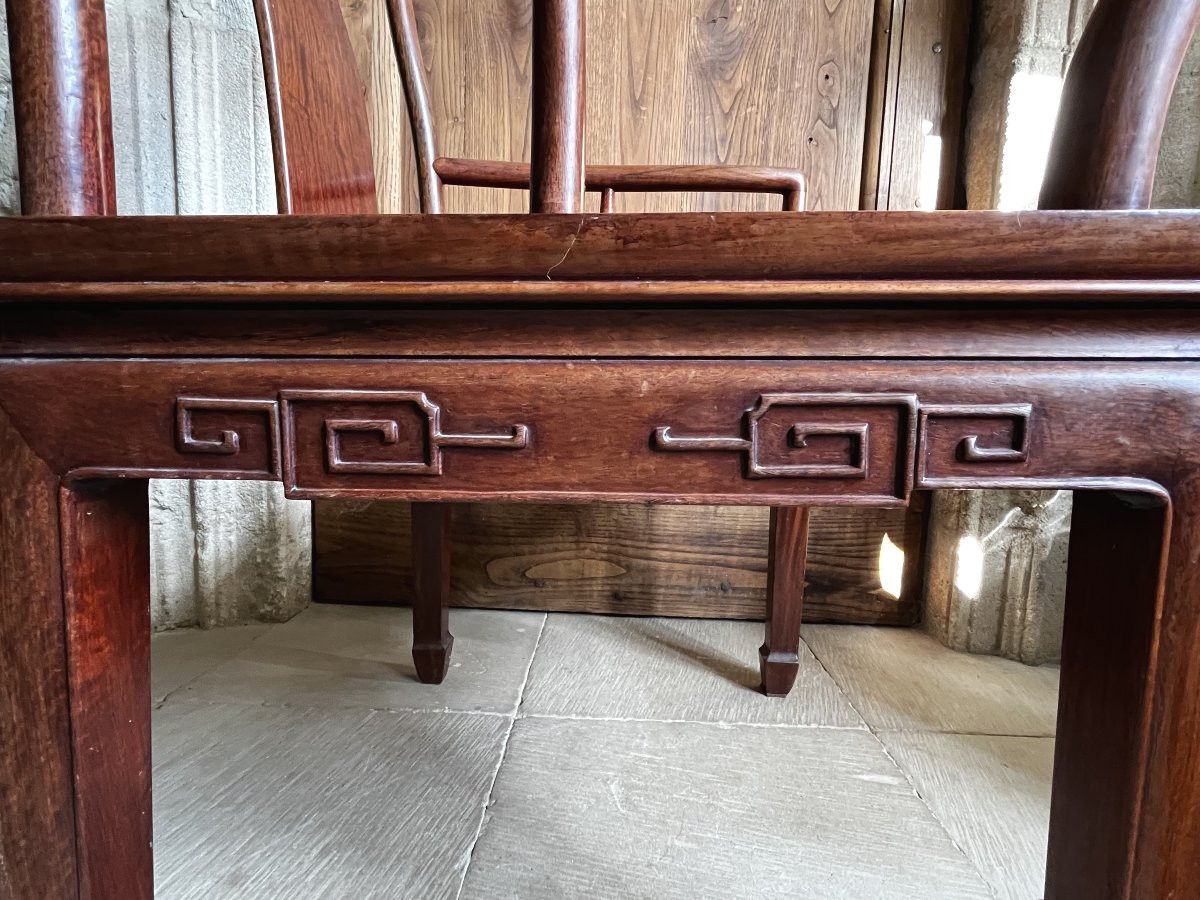 Fauteuil chinois fin19ème, début 20ème siècle, en hua-li (bois de fer), sculpté. -photo-3