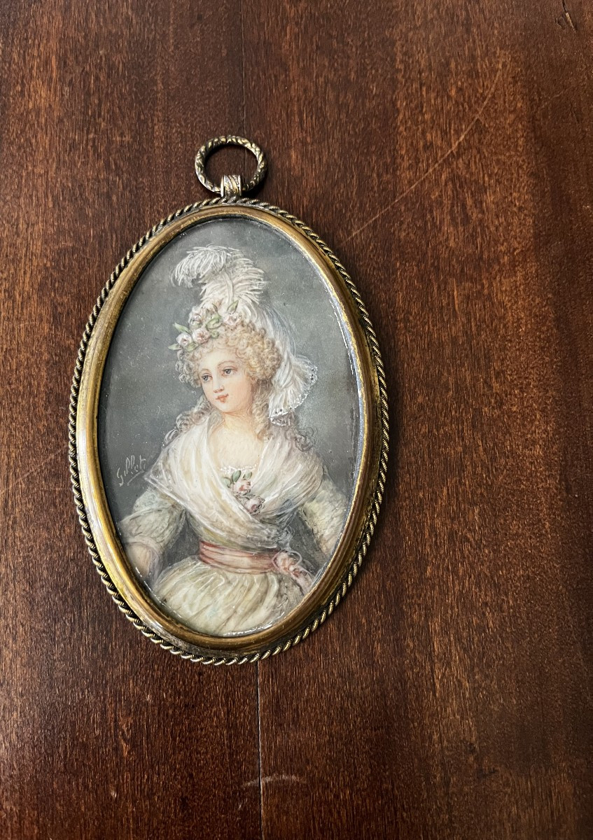 Late 18th-century Miniature, Hand-painted On Ivory Leaf