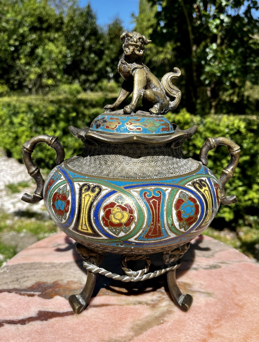 Cloisonné Enamel Incense Burner On Bronze, China, 19th Century