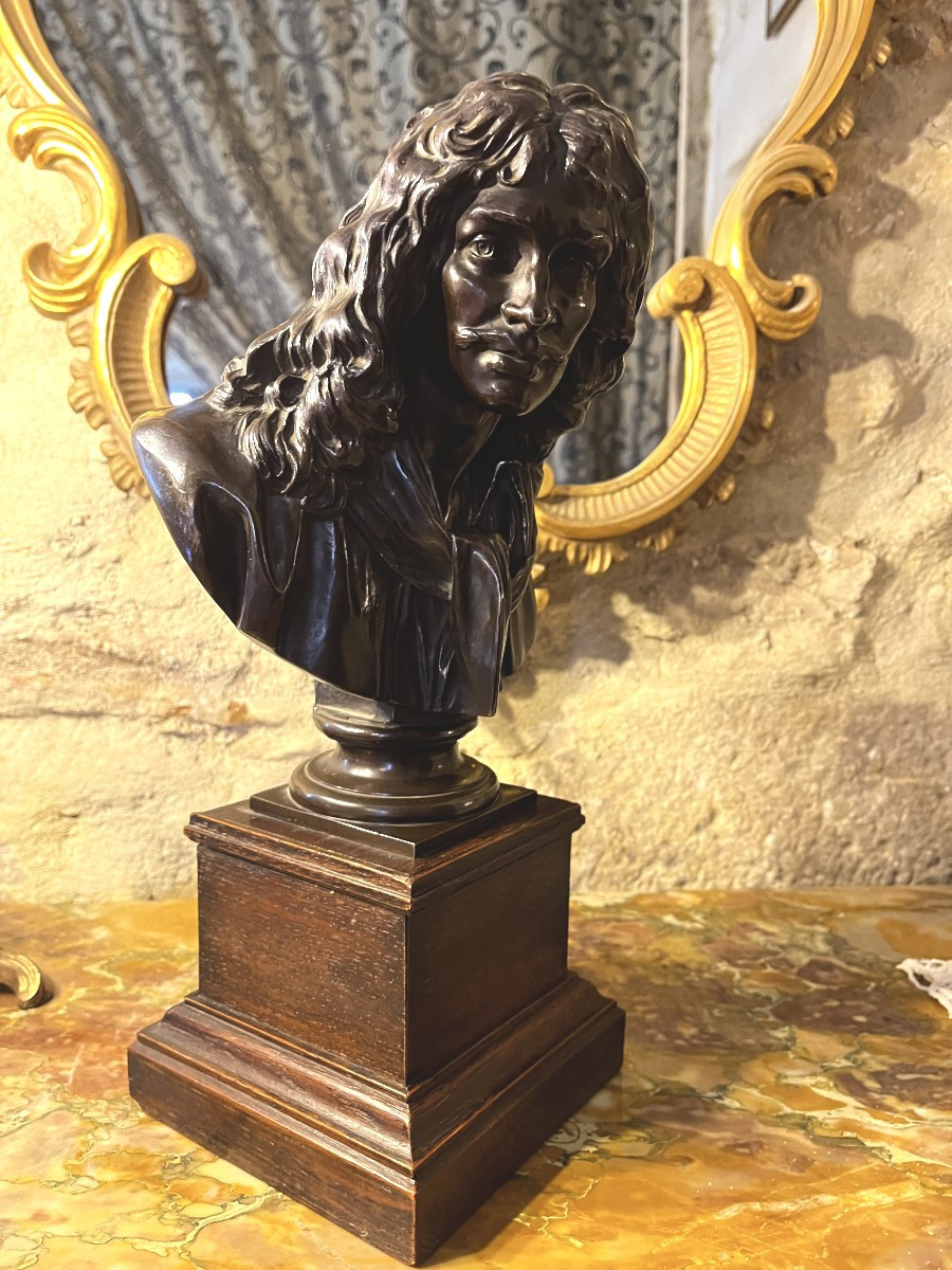 Buste de Molière en bronze, hauteur 39 cm-photo-1
