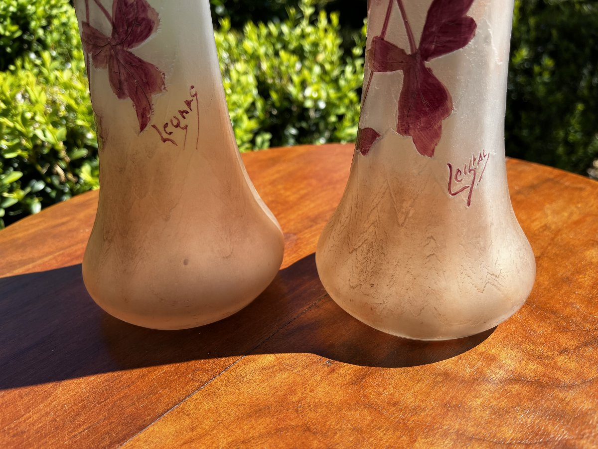Pair Of Vases By Legras, Height 27 Cm, In Perfect Condition.-photo-4