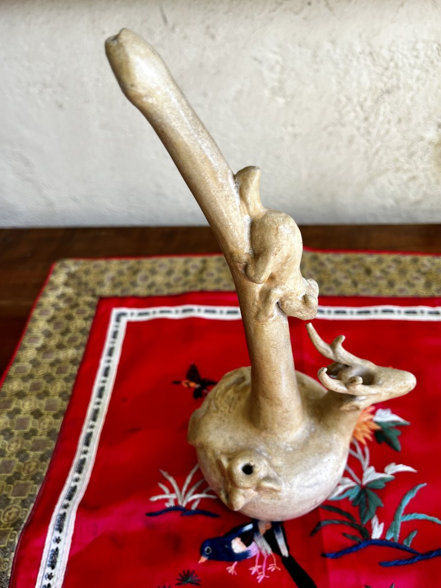 Pipe à opium en céramique, extrême orient.-photo-3