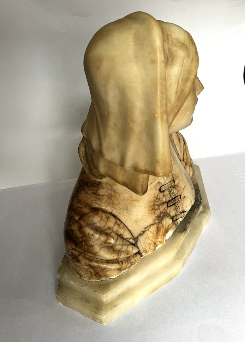 Joan Of Arc, Alabaster Bust By Luchini, 19th Century-photo-4