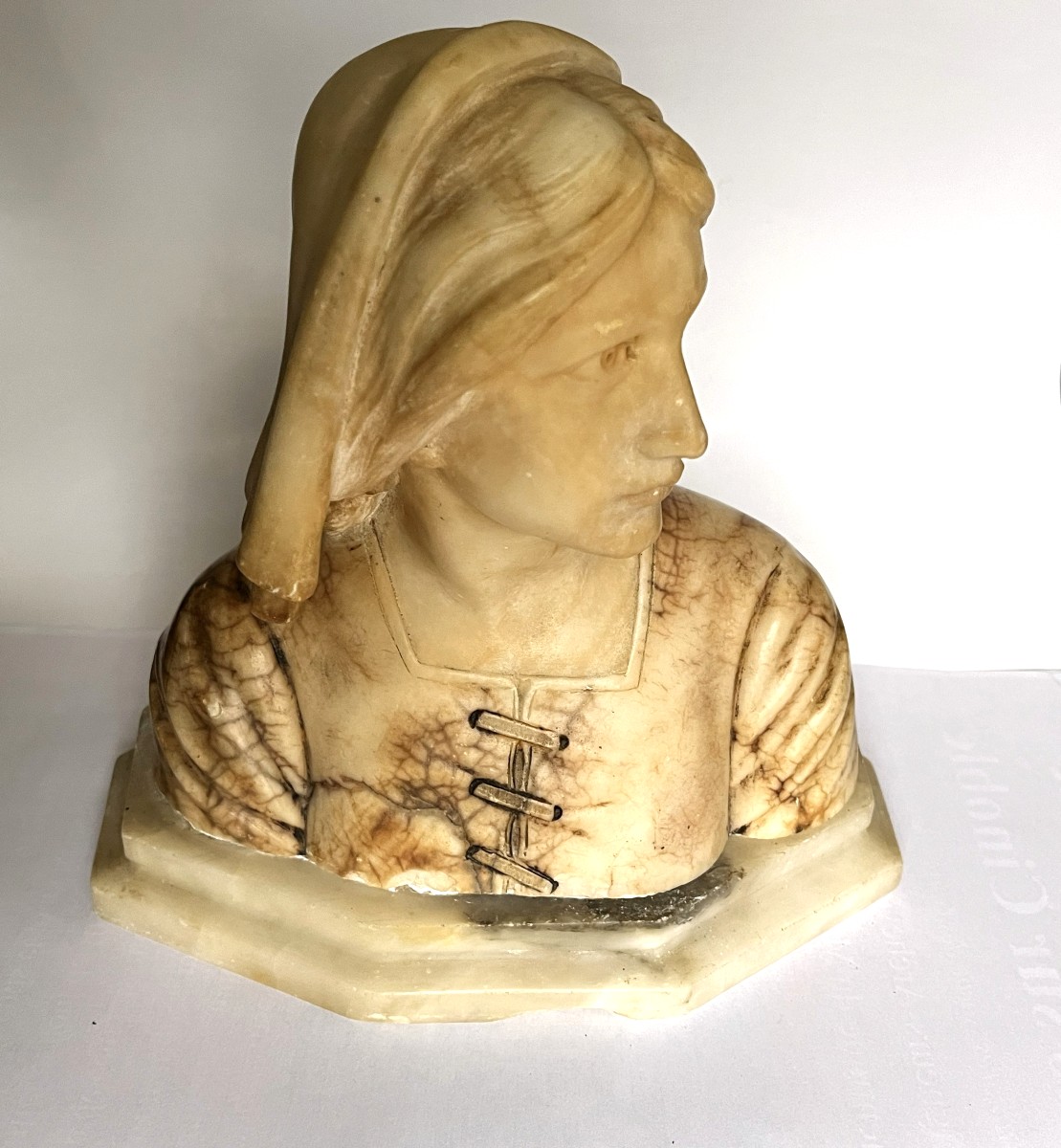 Joan Of Arc, Alabaster Bust By Luchini, 19th Century
