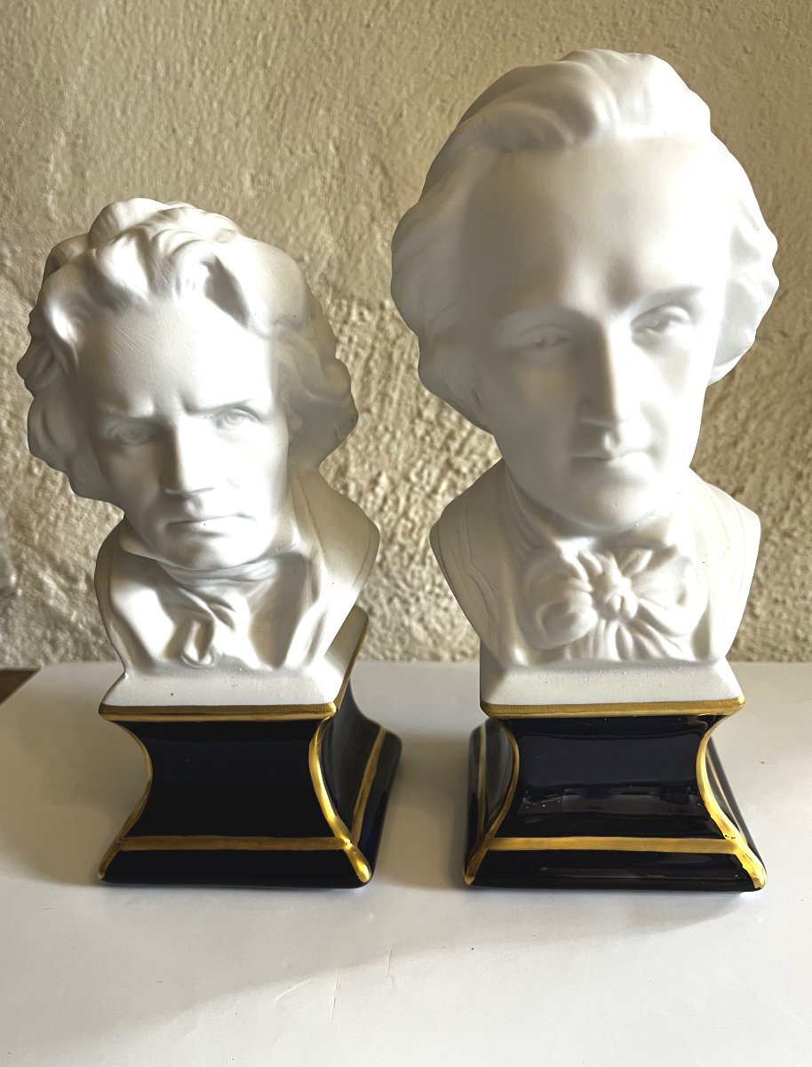 Bustes de Beethoven et de Chopin en biscuit de porcelaine, signés Tharaud-photo-2