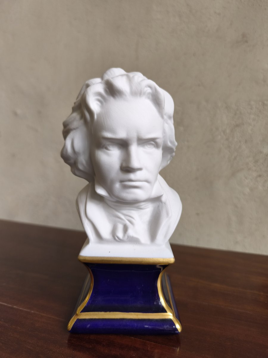 Bustes de Beethoven et de Chopin en biscuit de porcelaine, signés Tharaud-photo-3