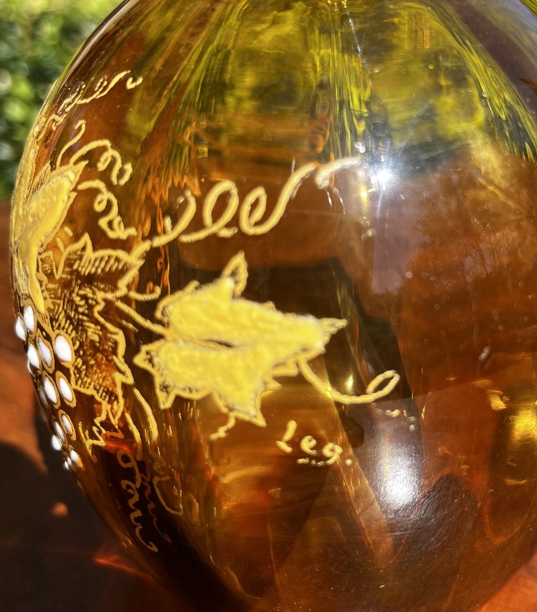 Glass Carafe With Relief Decoration Signed Legras, Art Nouveau Style, Late 19th Century.-photo-2