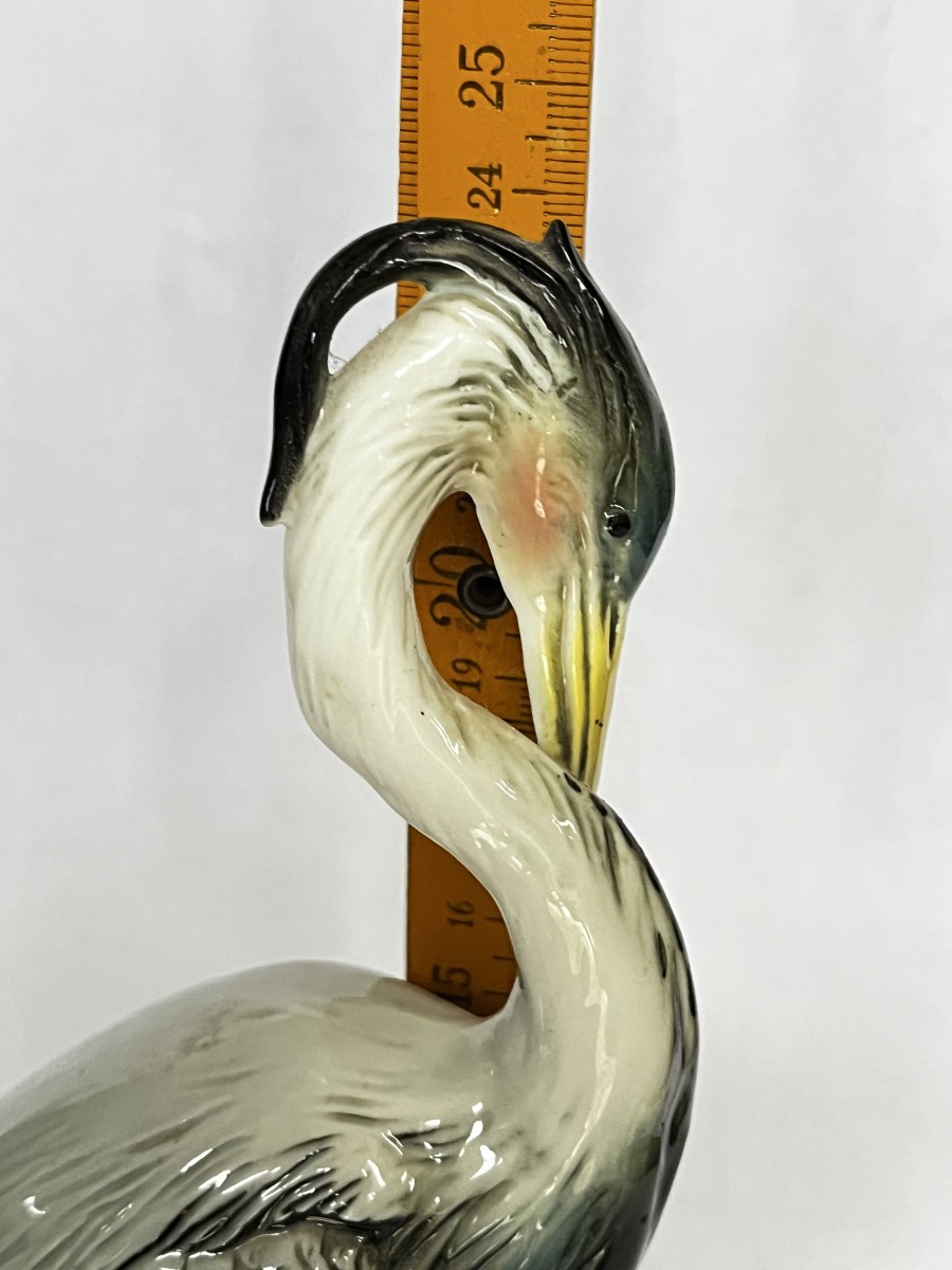 Héron en porcelaine de Saxe, manufacture Carl Ens-photo-1