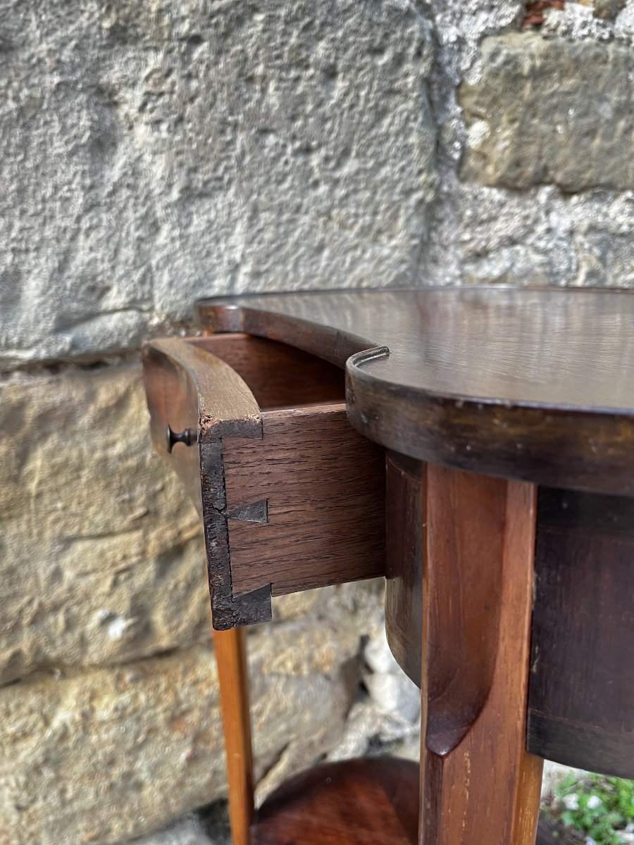 Guéridon rognon dessus plaqué forme soleil, style Louis XV, vers 1900-photo-2