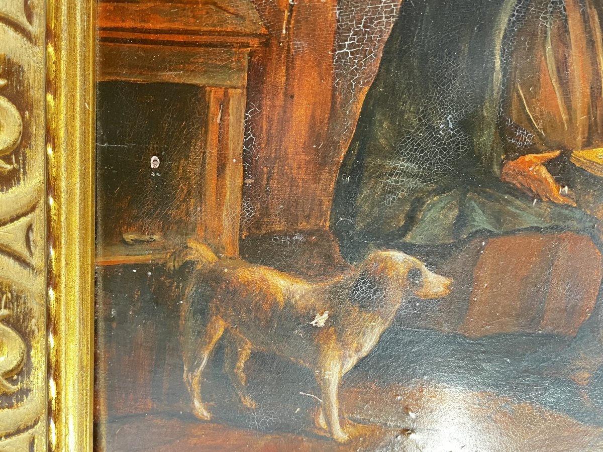 "the Gold Merchant", Oil On Panel, Flemish School, 19th Century-photo-2