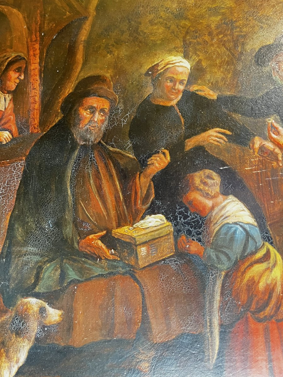 "the Gold Merchant", Oil On Panel, Flemish School, 19th Century-photo-4