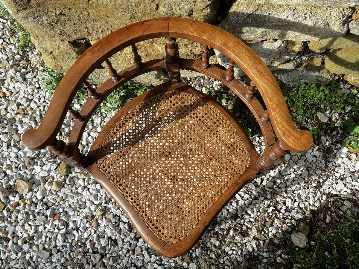 Fauteuil d'angle canné style Louis Philippe-photo-2