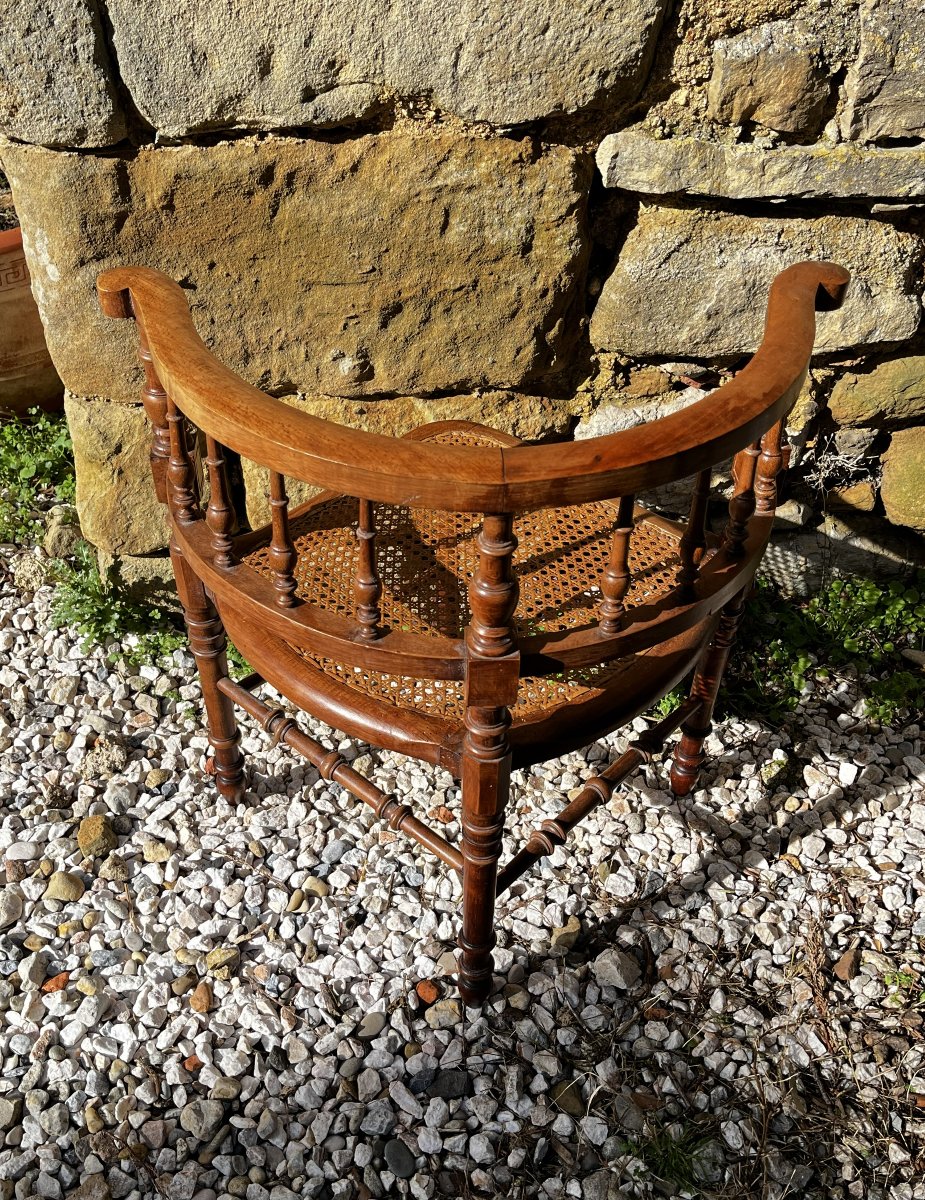 Fauteuil d'angle canné style Louis Philippe-photo-3