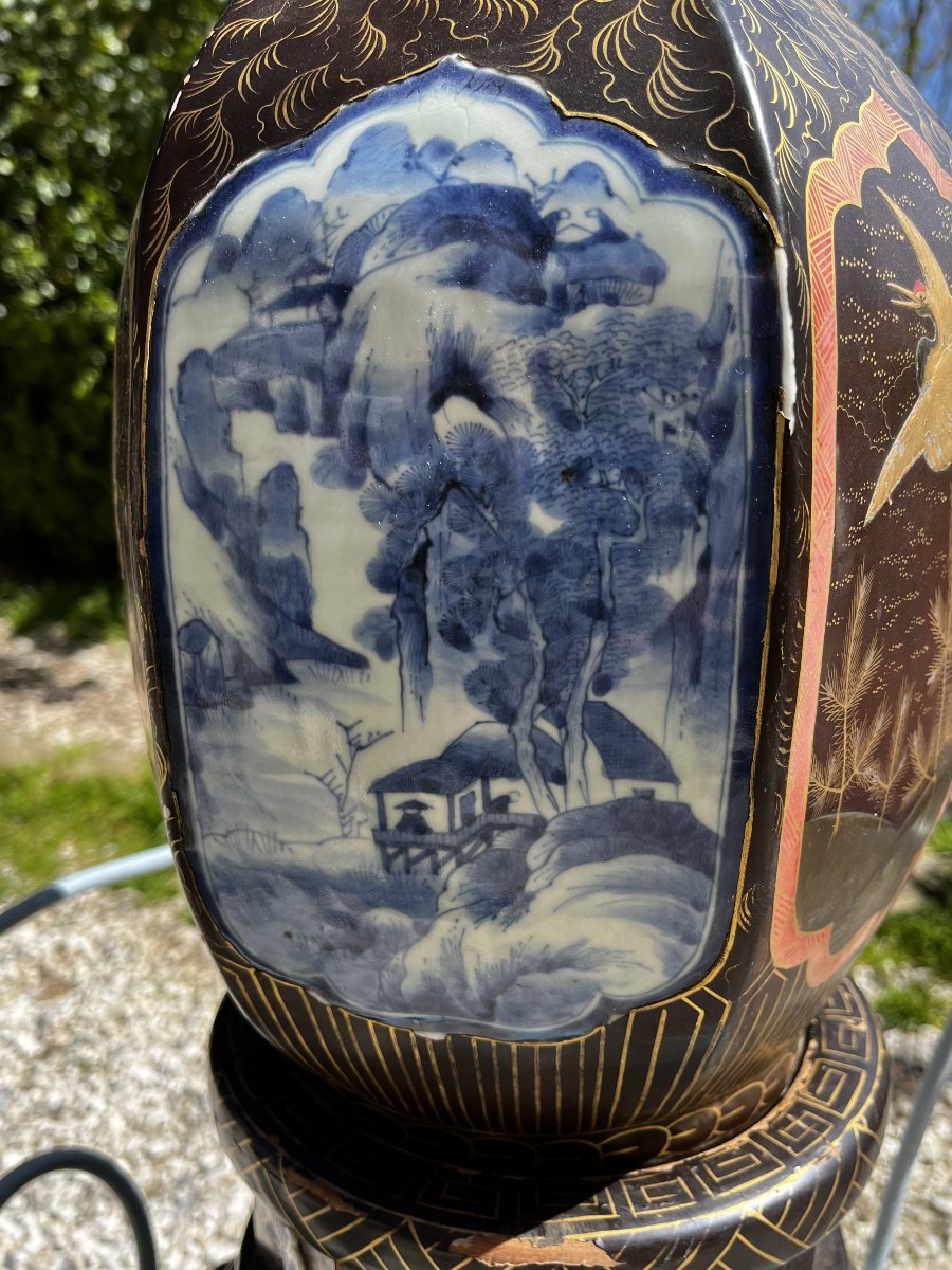 Grand vase japonais, rare par la taille, 19ème siècle-photo-4