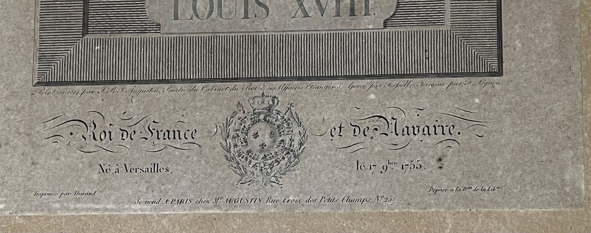 Louis XVIII, gravure encadrée du 19ème siècle.-photo-3