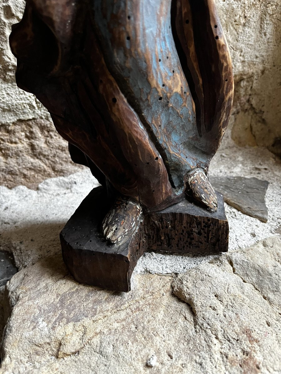 Vierge à l'enfant, sculpture bois, anciennement polychromée. -photo-4