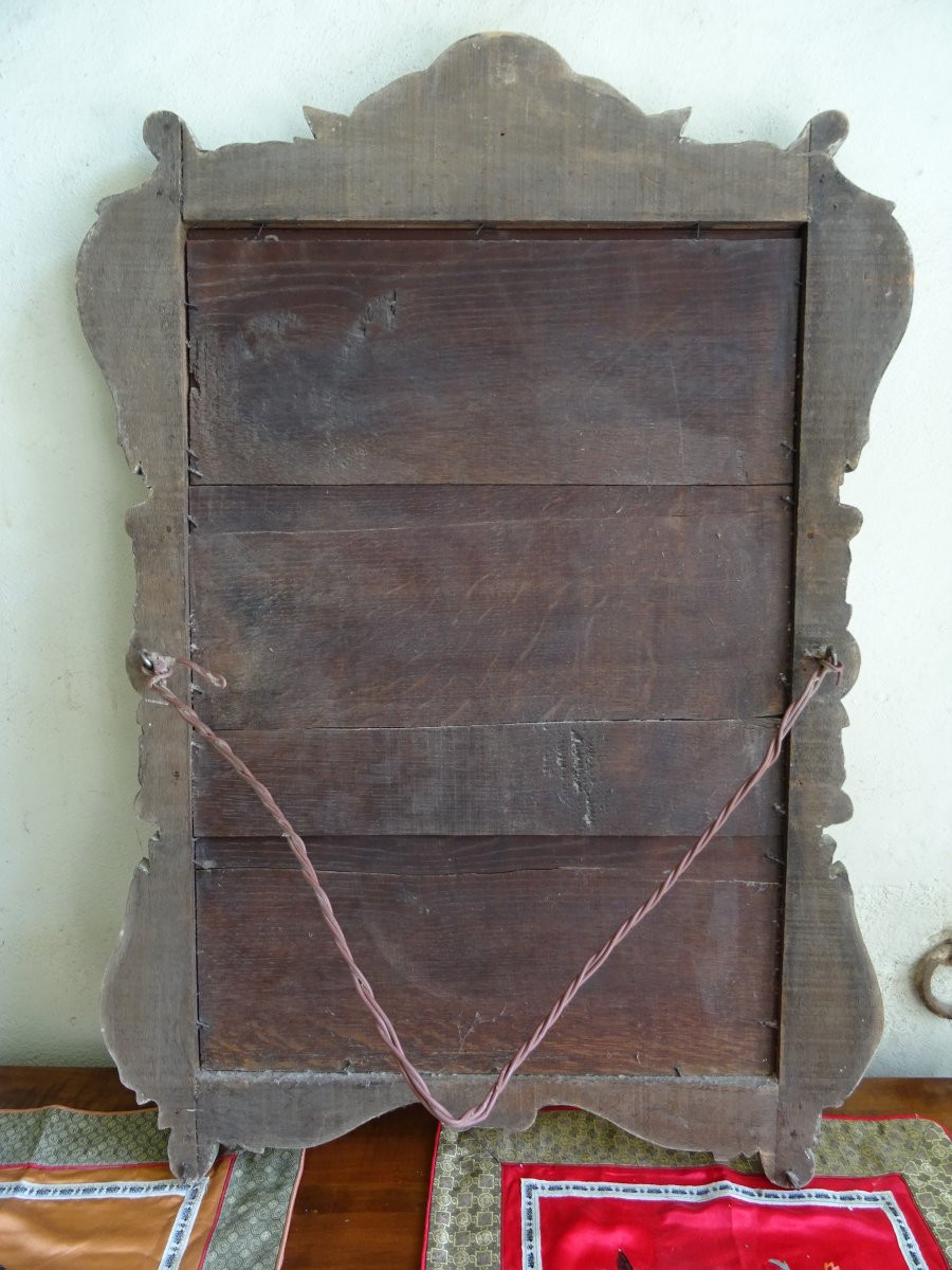 Miroir style Louis XV en bois doré à la feuille-photo-3