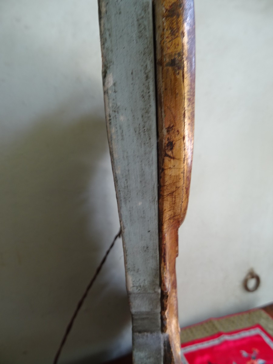 Miroir style Louis XV en bois doré à la feuille-photo-1