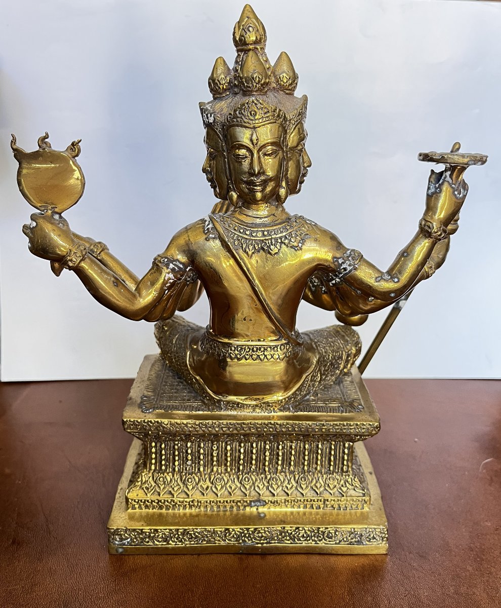Statuette de Brahma, bronze, Thaïlande-photo-3