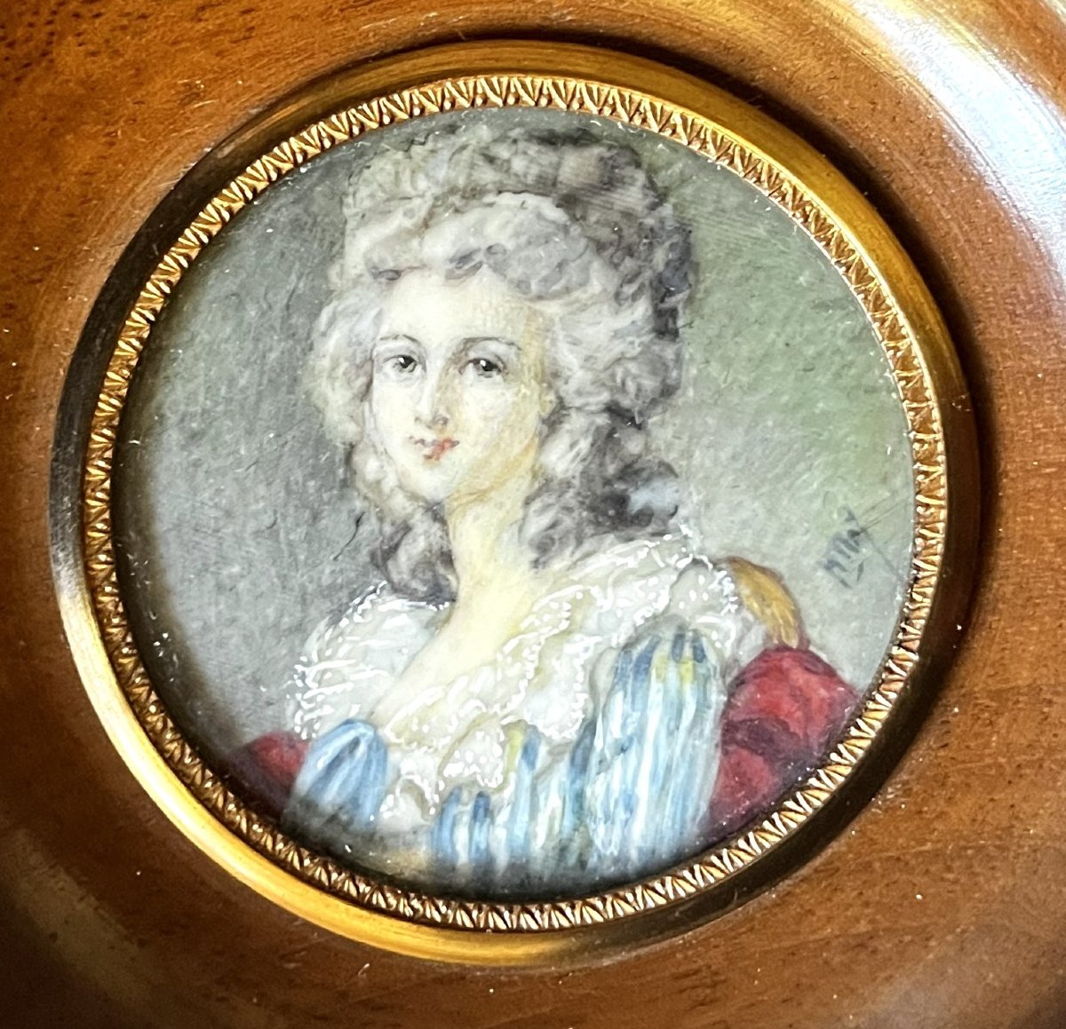 Mademoiselle Jolly, miniature sur ivoire, fin XVIIIème siècle-photo-3