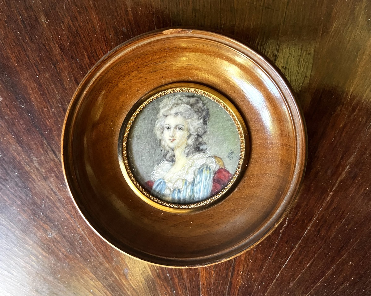 Mademoiselle Jolly, miniature sur ivoire, fin XVIIIème siècle