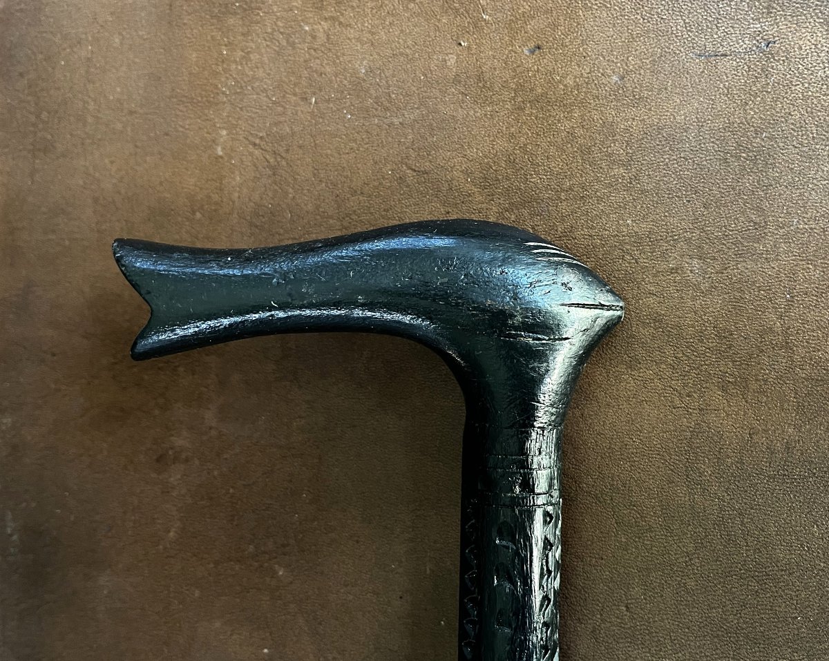 Canne épée en bois laqué noir, époque Napoléon III-photo-3