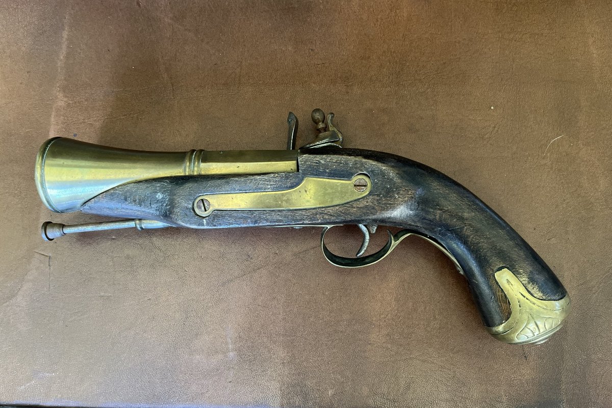 Pistolet tromblon à silex, XVIIIème siècle-photo-4