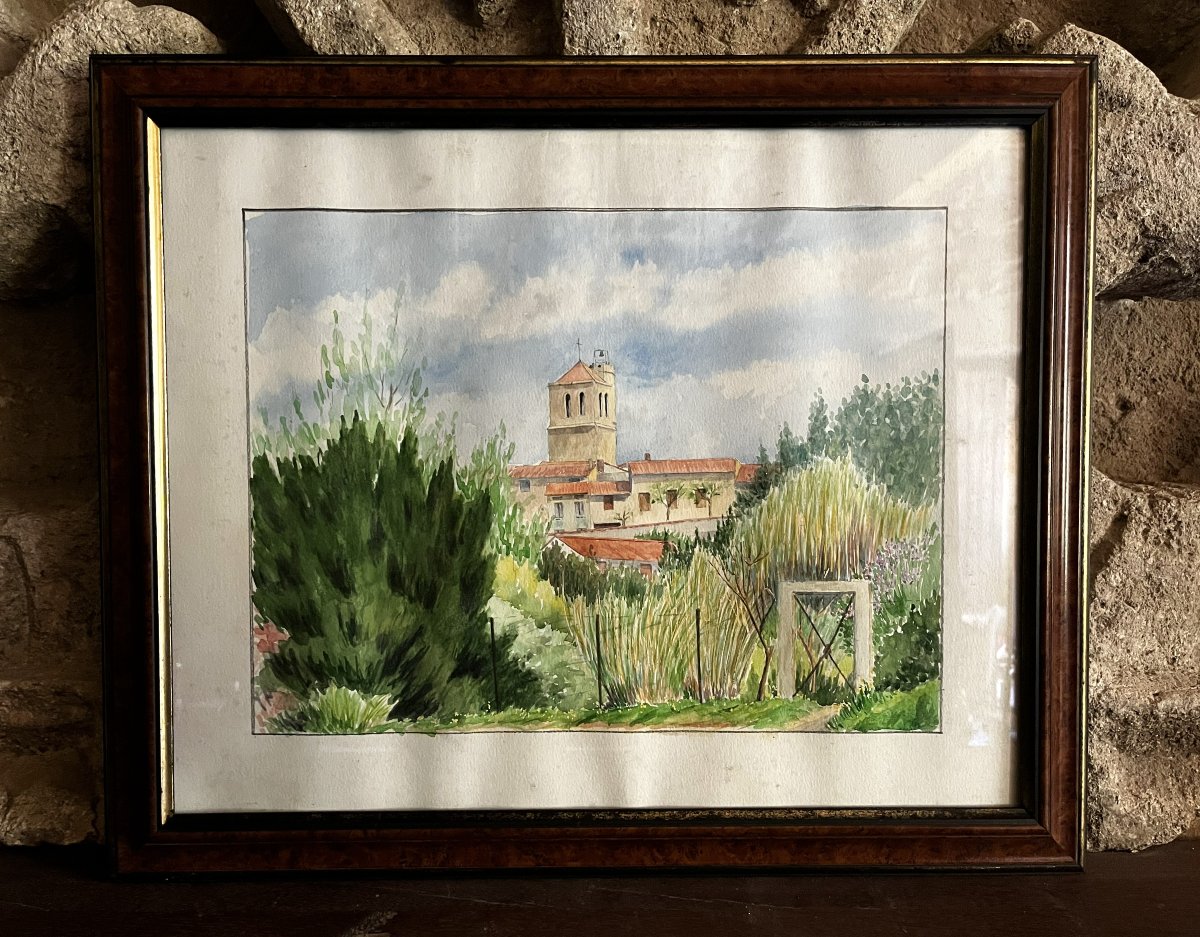 Church In An Aude Village, Watercolor