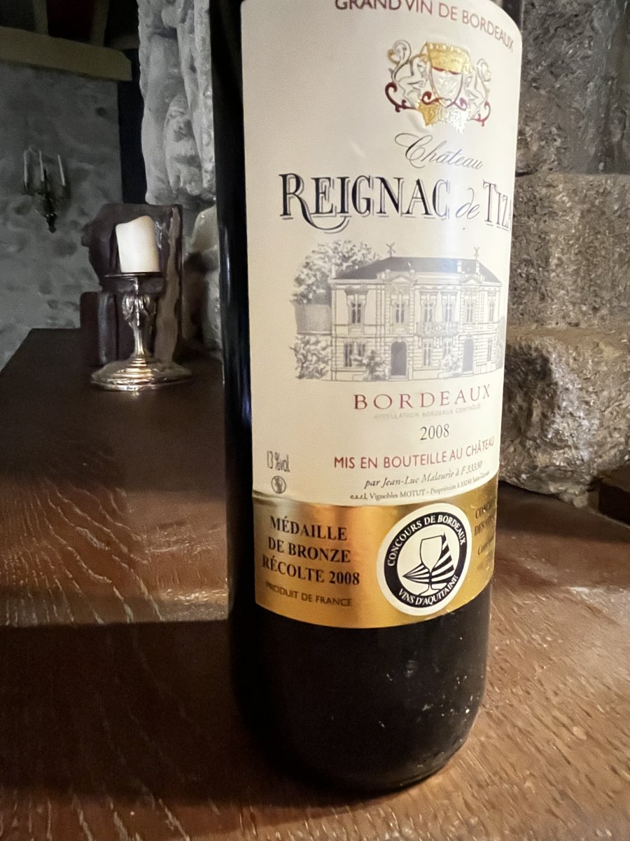 8 bouteilles de Bordeaux, château Reignac de Tizac 2008-photo-2