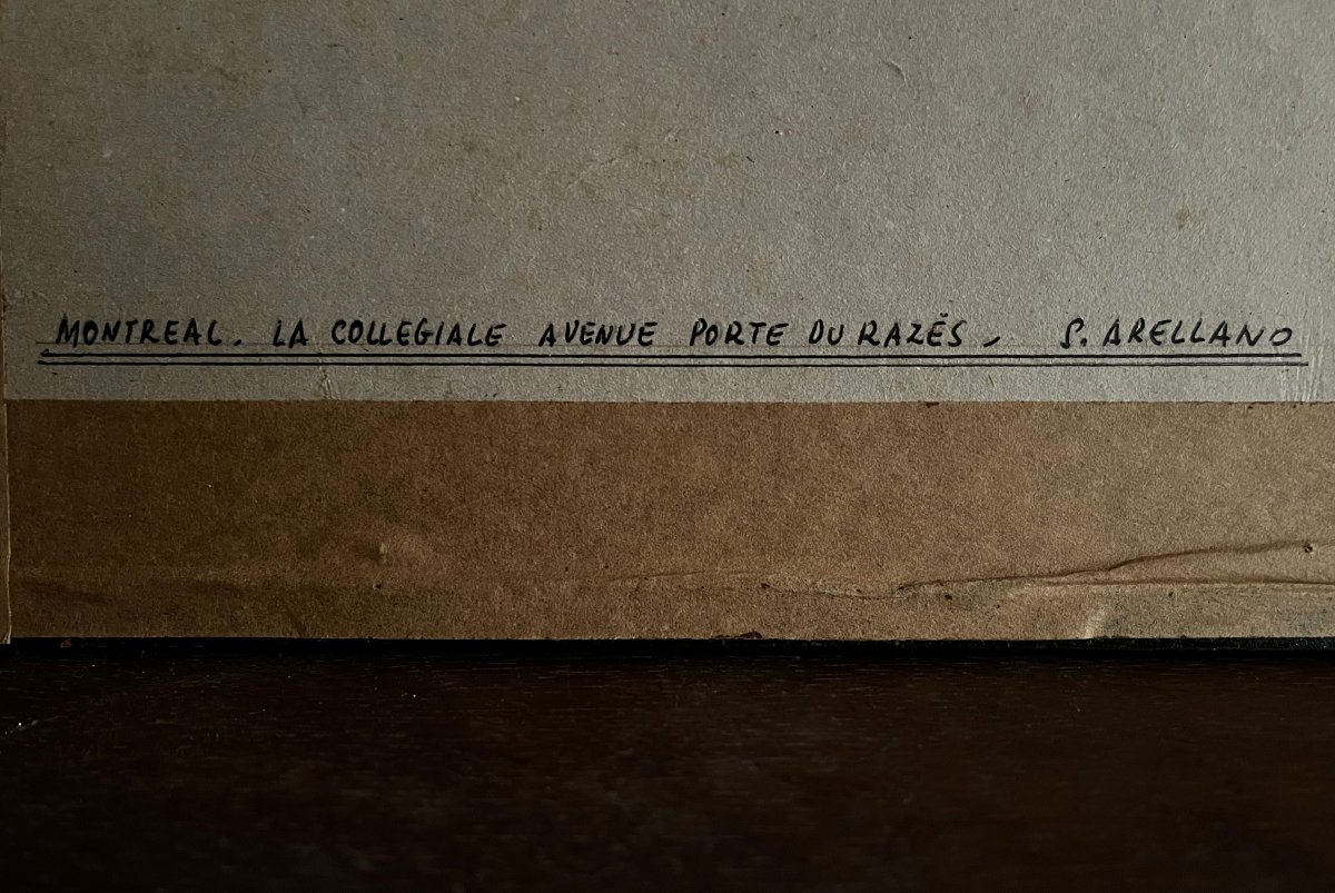La collégiale de Montréal d'Aude, aquarelle de Sylvain Arellano.-photo-1