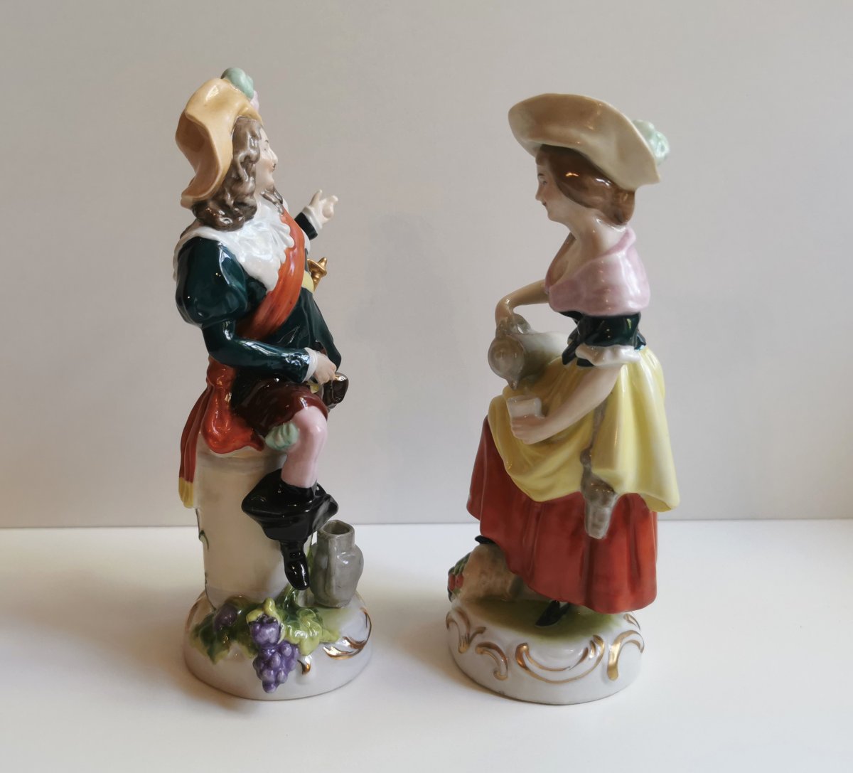 Mousquetaire et sa compagne, porcelaine de Saxe XXème siècle-photo-3