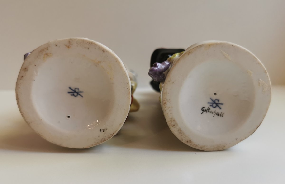 Mousquetaire et sa compagne, porcelaine de Saxe XXème siècle-photo-2