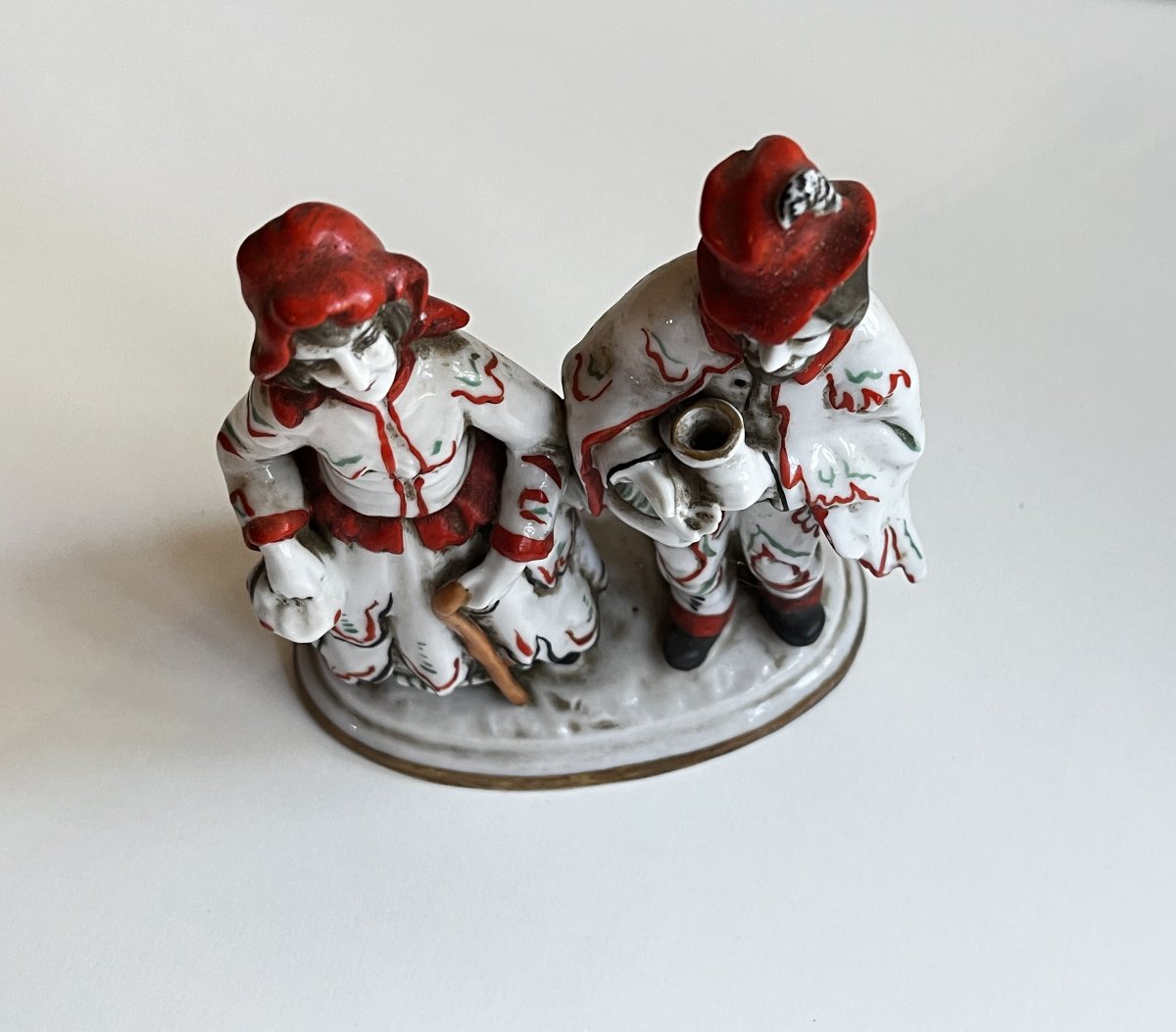 Porcelain Pair Of Beggars, Mid-20th Century.-photo-2