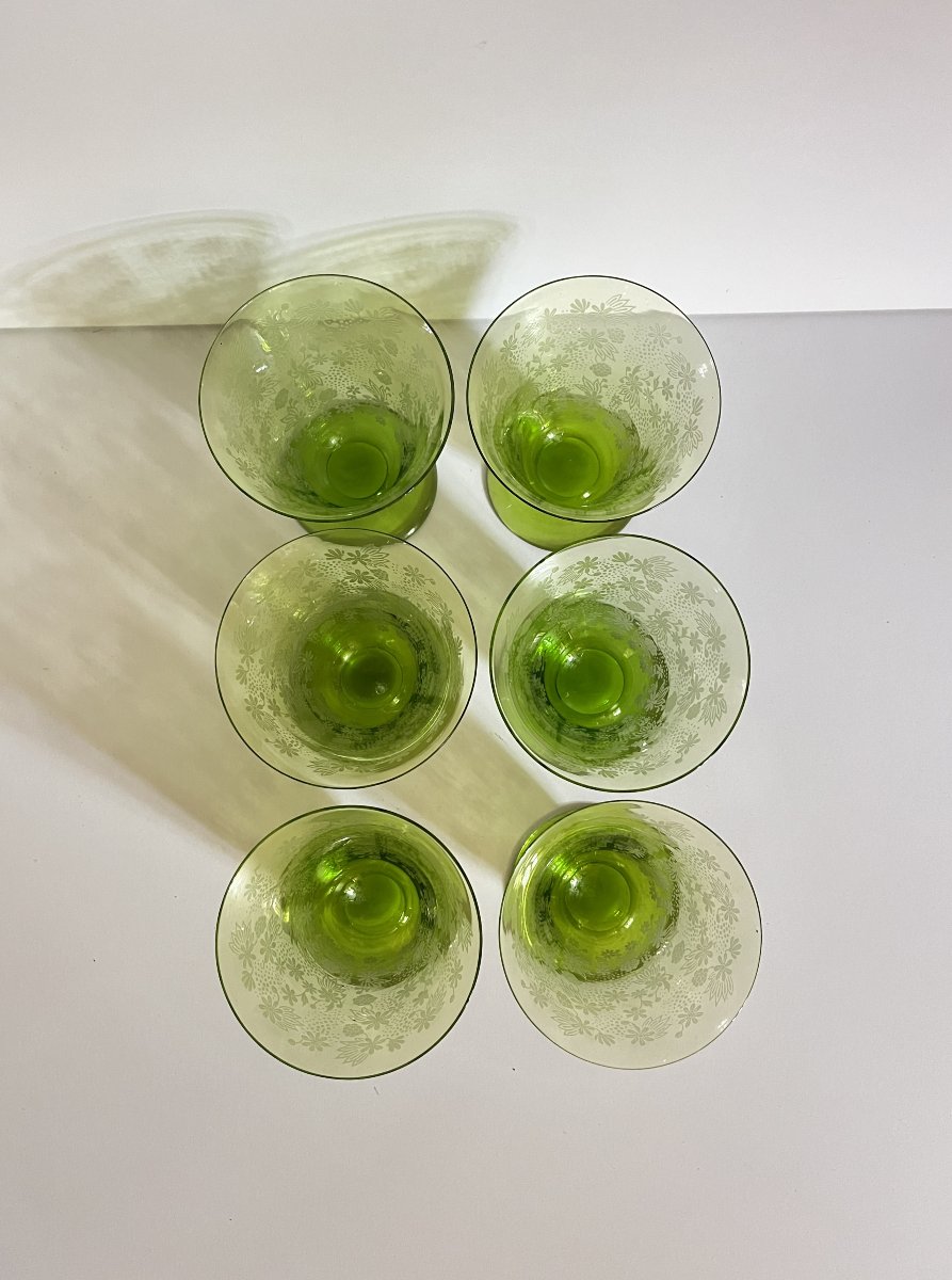 Service de 6 verres en cristal de Baccarat, style art déco.-photo-2